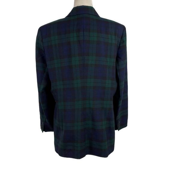 Brooks Brothers Tartan Plaid Green Black Watch Single Breasted Wool Blazer SZ 14 - Picture 9 of 16